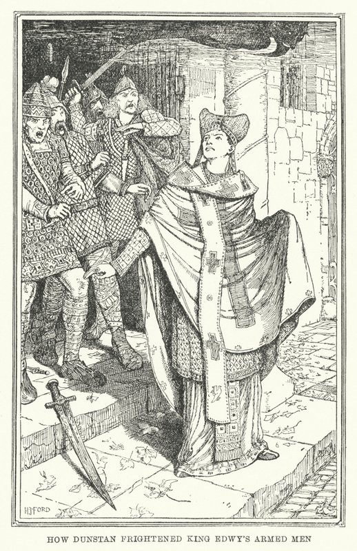 Comment Dunstan a effrayé les hommes armés du roi Edwy - Henry Justice Ford