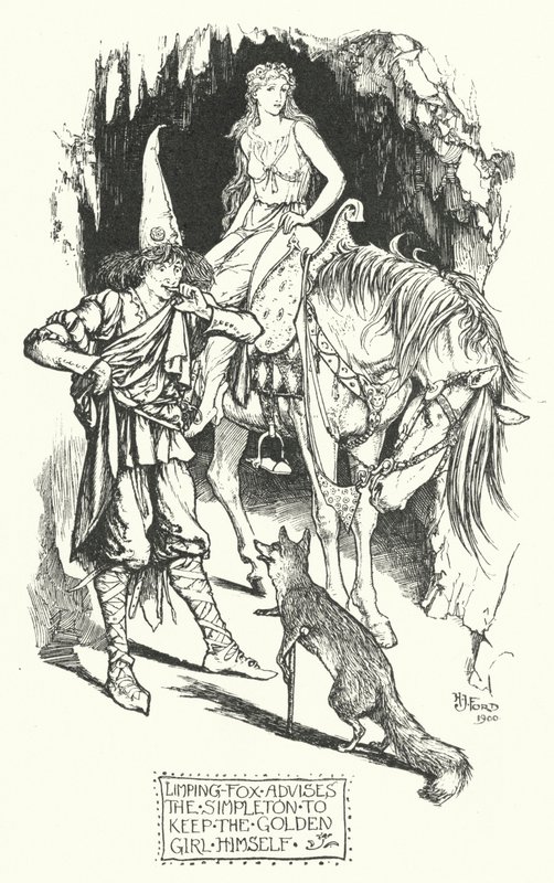 Renard-Boiteux conseille au simplet de garder la fille dorée pour lui-même - Henry Justice Ford