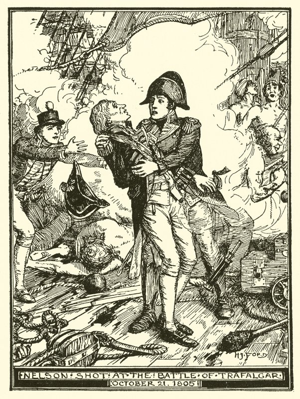 Nelson abattu à la bataille de Trafalgar, 21 octobre 1805 - Henry Justice Ford