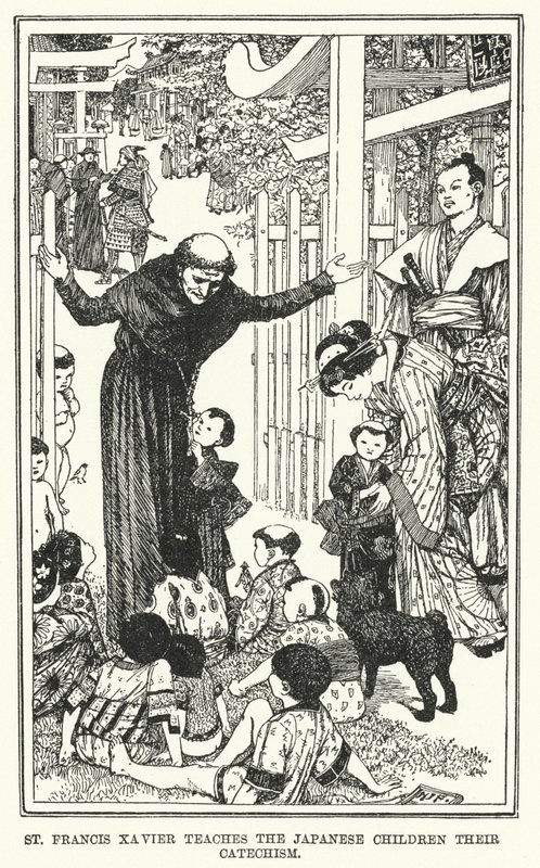 Saint François Xavier enseigne le catéchisme aux enfants japonais - Henry Justice Ford