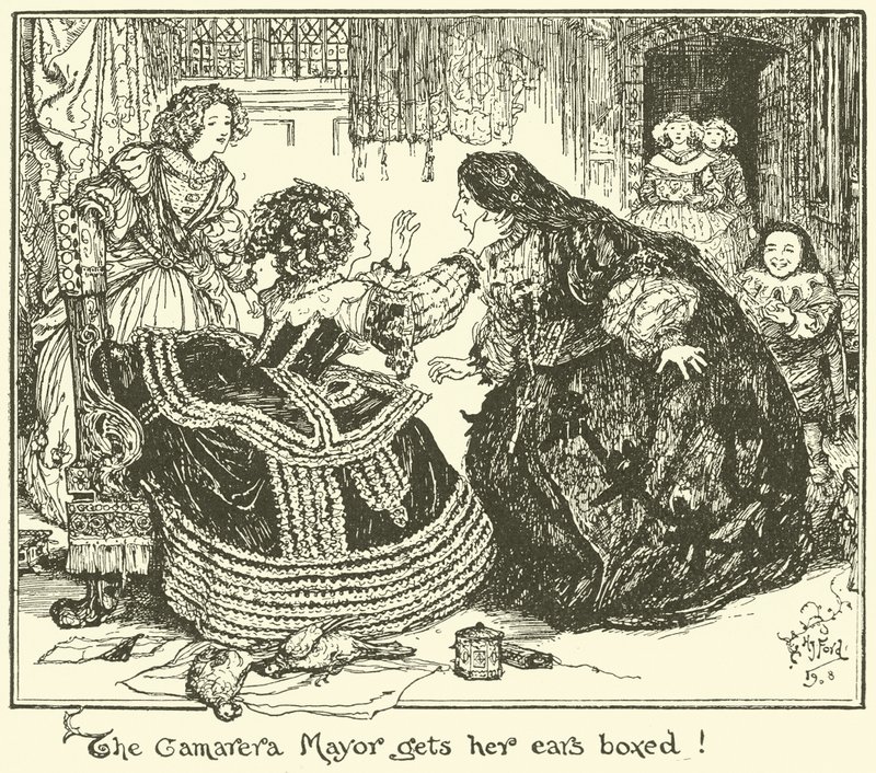 La Camarera Mayor se fait gifler ! (gravure) - Henry Justice Ford