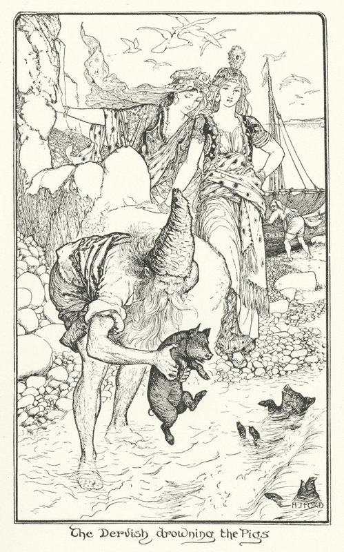 Le derviche noyant les cochons (gravure) - Henry Justice Ford