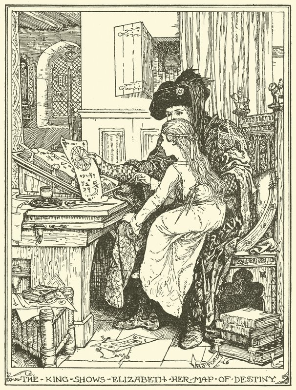 Le roi montre à Élisabeth sa carte du destin - Henry Justice Ford