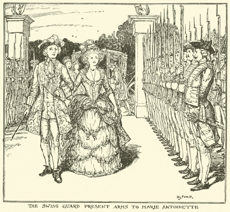 La garde suisse présente les armes à Marie-Antoinette - Henry Justice Ford