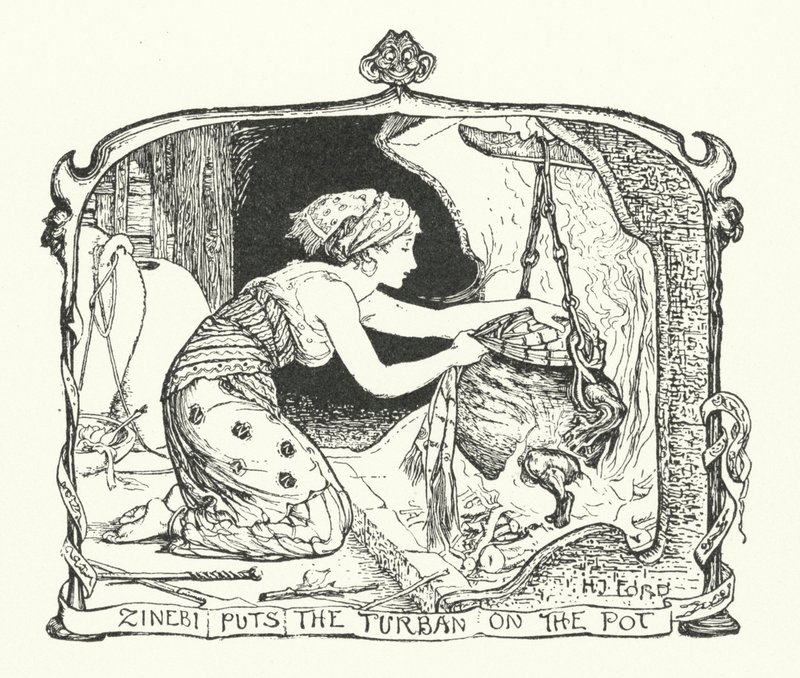 Zinebi met le turban sur le pot (gravure) - Henry Justice Ford