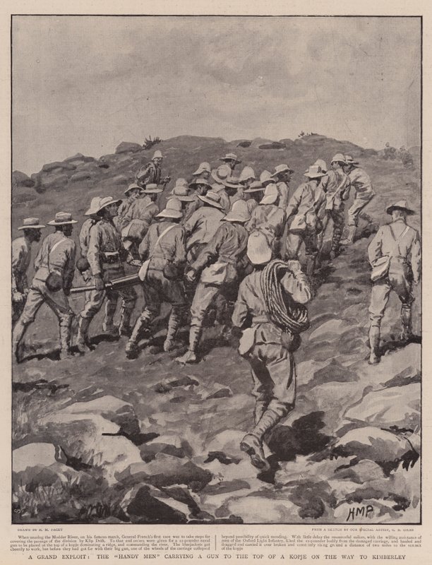 Un grand exploit, les hommes habiles transportant un canon au sommet de Kopje en route vers Kimberley - Henry Marriott Paget
