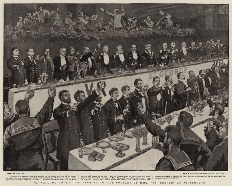 Un accueil chaleureux, le banquet de la compagnie de H M S St George à Portsmouth - Henry Marriott Paget