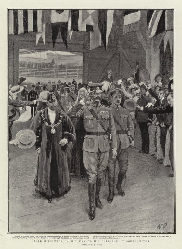 Lord Kitchener en route vers sa voiture à Southampton - Henry Marriott Paget