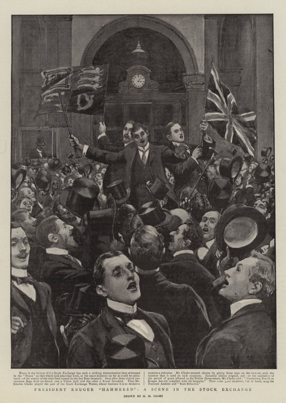 Le président Kruger martelé, une scène à la Bourse - Henry Marriott Paget