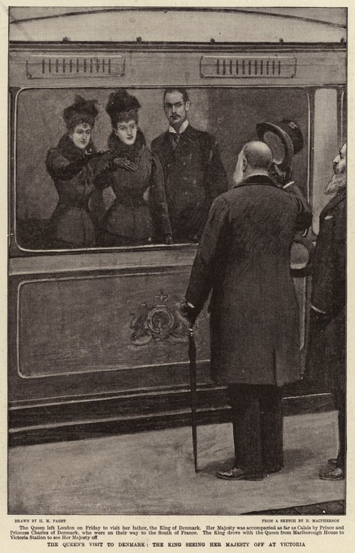 La visite de la reine au Danemark, le roi voyant Sa Majesté partir à Victoria - Henry Marriott Paget
