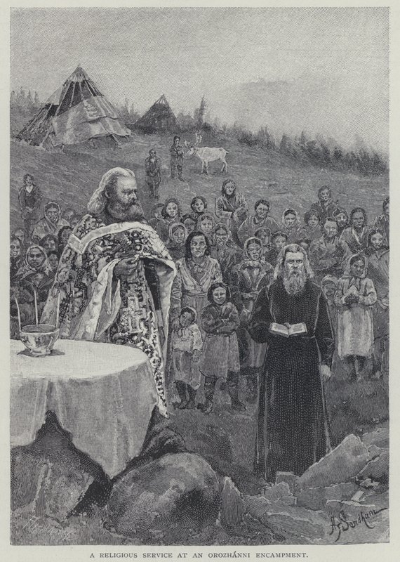 Un service religieux dans un campement Orozhanni - Henry Sandham