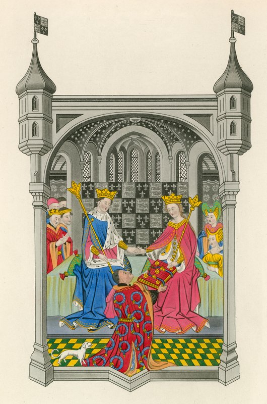 John Talbot, Comte de Shrewsbury, présentant son livre à la reine Marguerite, illustration de 