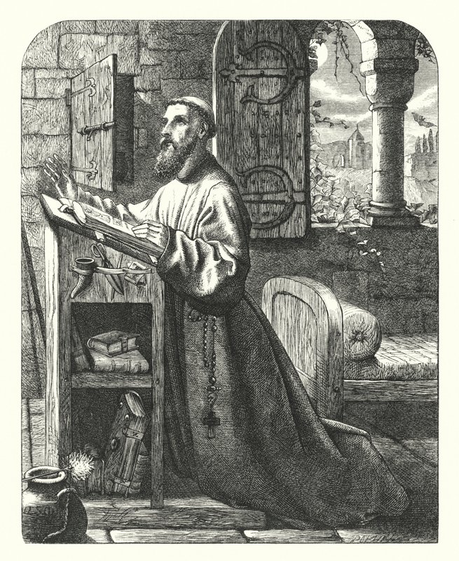 Inscription dans un ermitage (gravure) - Henry Stacey (after) Marks