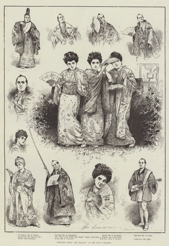 Croquis de "The Mikado" au Savoy Theatre - Henry Stephen (b.1861 fl.1880 1925) Ludlow