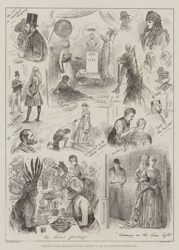 Croquis à la répétition des tableaux du bal costumé de l