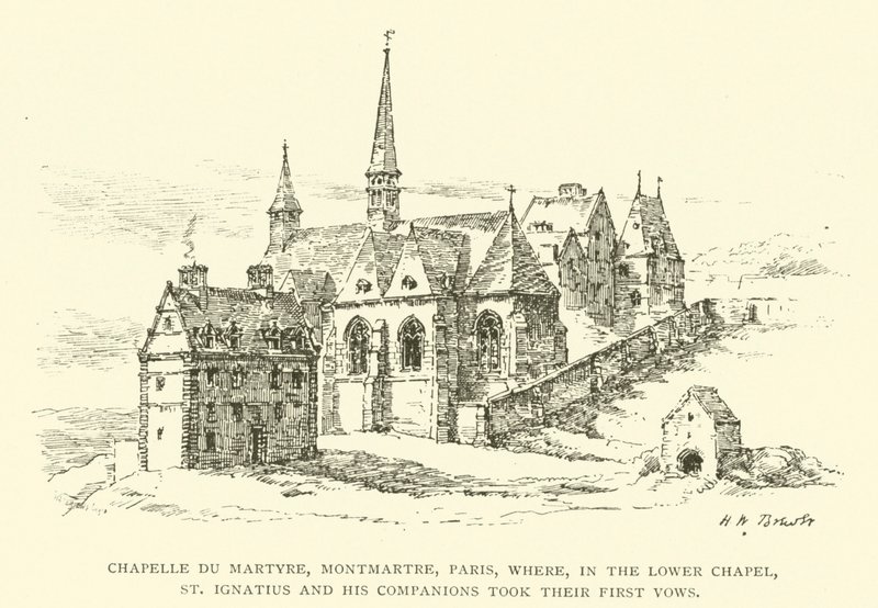 Chapelle du Martyre, Montmartre, Paris, où, dans la chapelle inférieure, Saint Ignace et ses compagnons ont prononcé leurs premiers vœux (gravure) - Henry William Brewer