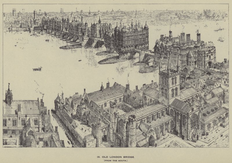 Vieux pont de Londres, depuis le sud - Henry William Brewer