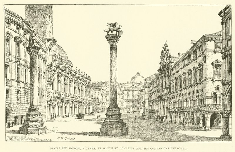 Piazza dei Signori, Vicenza, où Saint Ignace et ses compagnons prêchaient (gravure) - Henry William Brewer