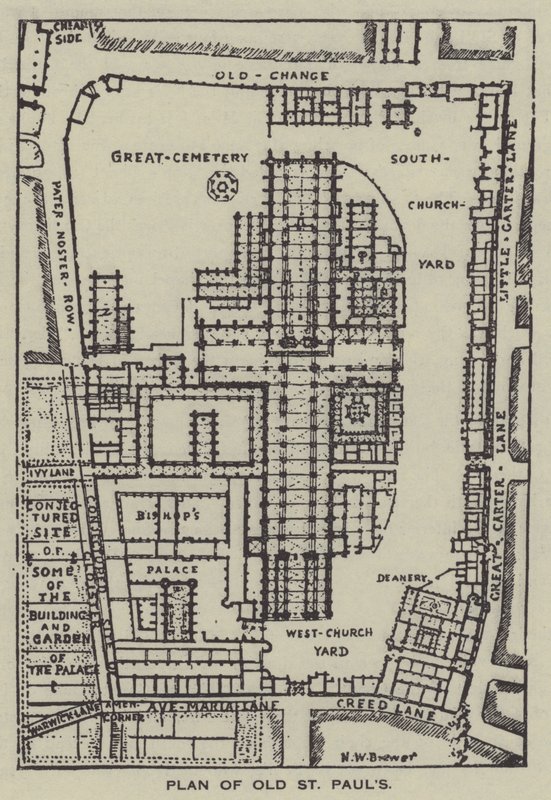 Plan de la vieille cathédrale St Paul - Henry William Brewer