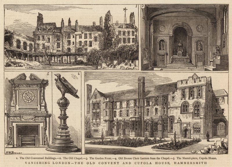 Londres en disparition, le vieux couvent et la maison à coupole, Hammersmith - Henry William Brewer