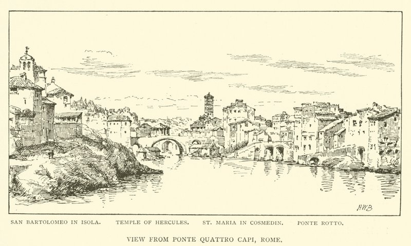 Vue depuis Ponte Quattro Capi, Rome - Henry William Brewer