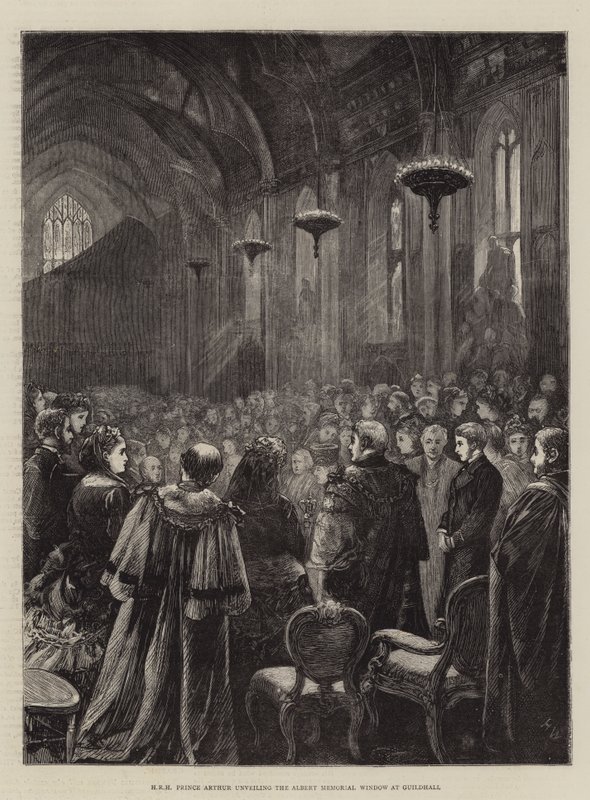 SAR le prince Arthur dévoilant la fenêtre commémorative Albert au Guildhall - Henry Woods