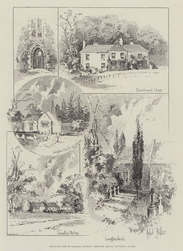 La jeunesse du cardinal Manning, croquis autour de Lavington, Sussex - Herbert Railton