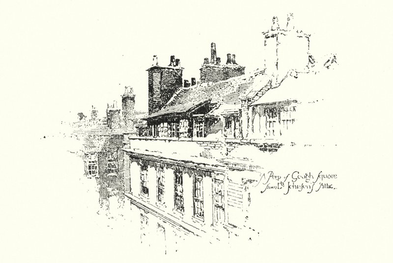 Un aperçu de Gough Square, Londres, depuis le grenier du Dr Johnson - Herbert (after) Railton