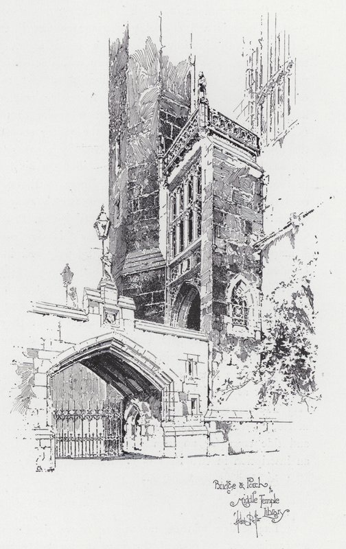 Pont et porche de la bibliothèque du Middle Temple - Herbert (after) Railton