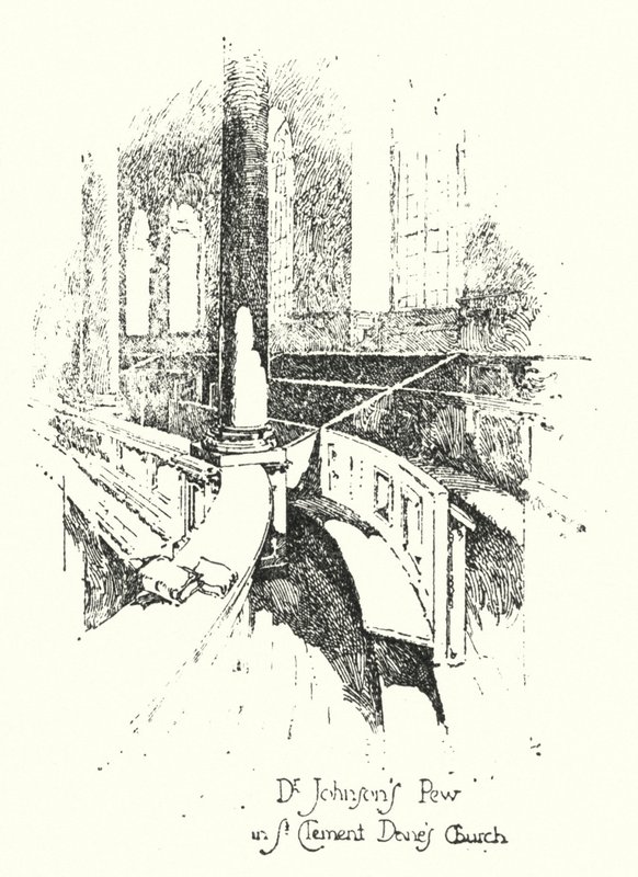Le banc du Dr Johnson, église St Clement Dane, Londres - Herbert (after) Railton