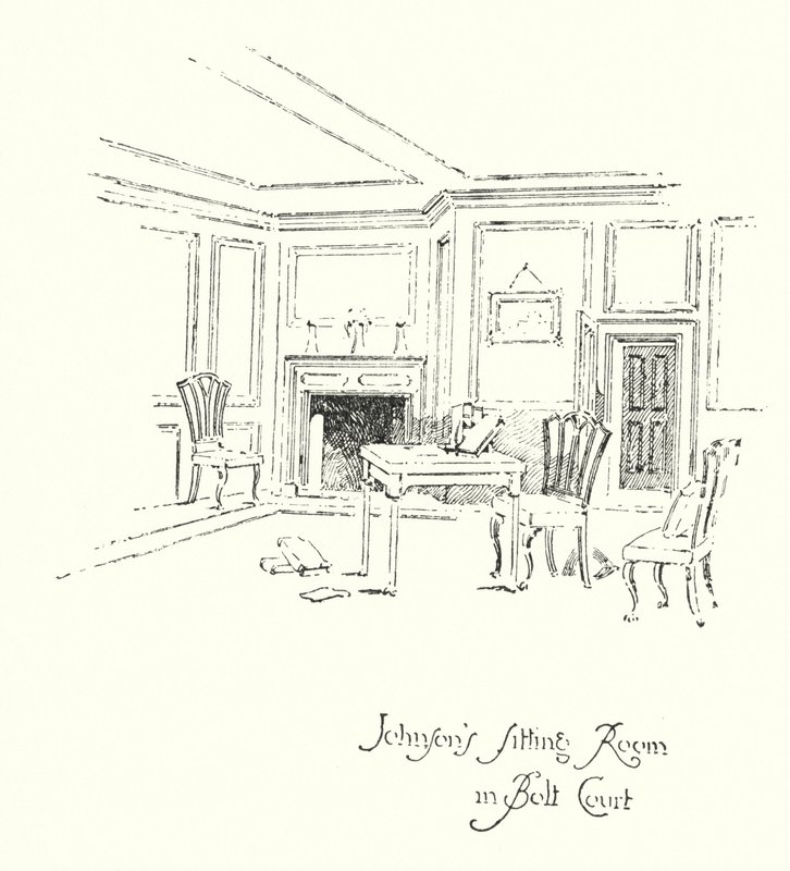 La salle de séjour du Dr Johnson à Bolt Court, Londres - Herbert (after) Railton