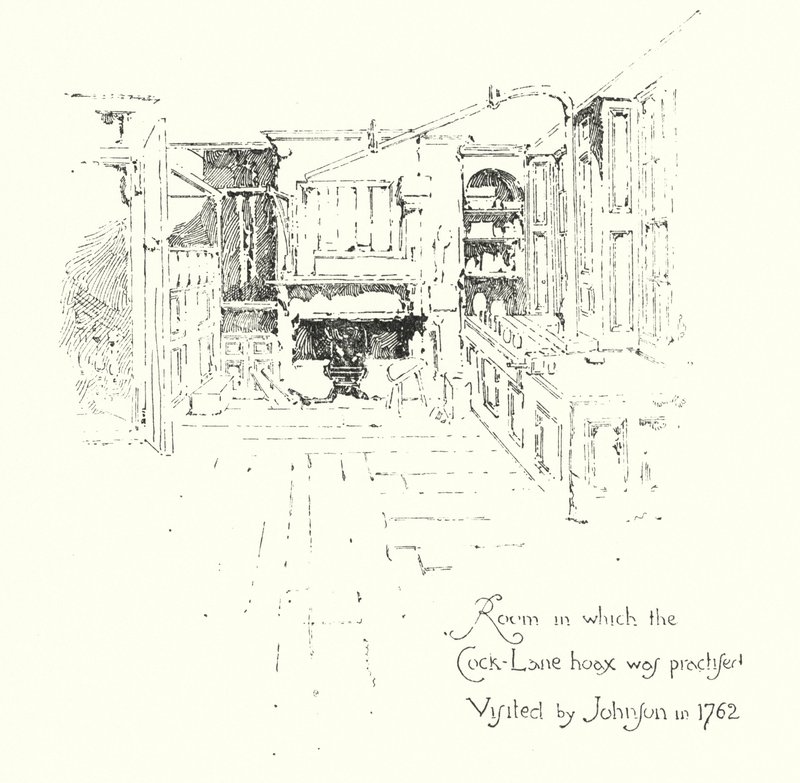 Chambre où la supercherie du fantôme de Cock-Lane a été pratiquée, visitée par le Dr John en 1762 - Herbert (after) Railton