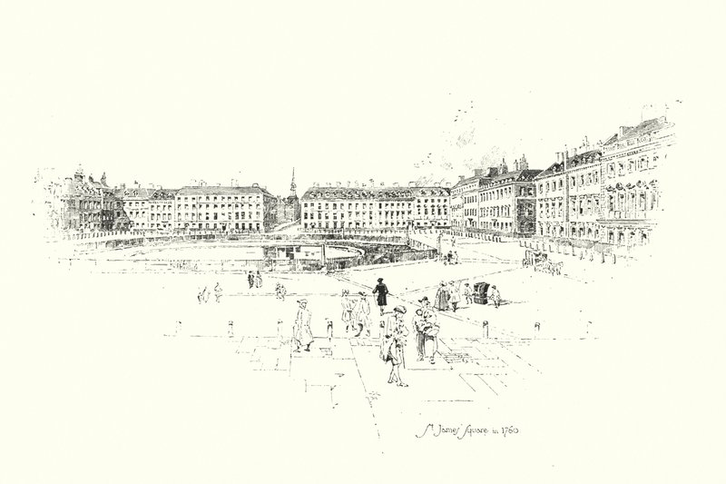 Place St James, Londres, en 1760 - Herbert (after) Railton