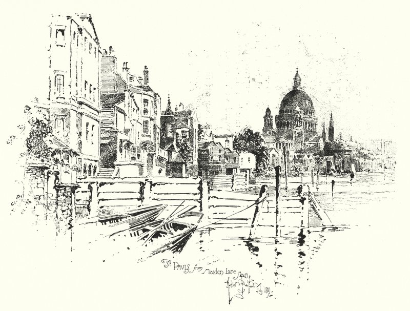 Cathédrale Saint-Paul, Londres, depuis Maiden Lane Stairs - Herbert (after) Railton