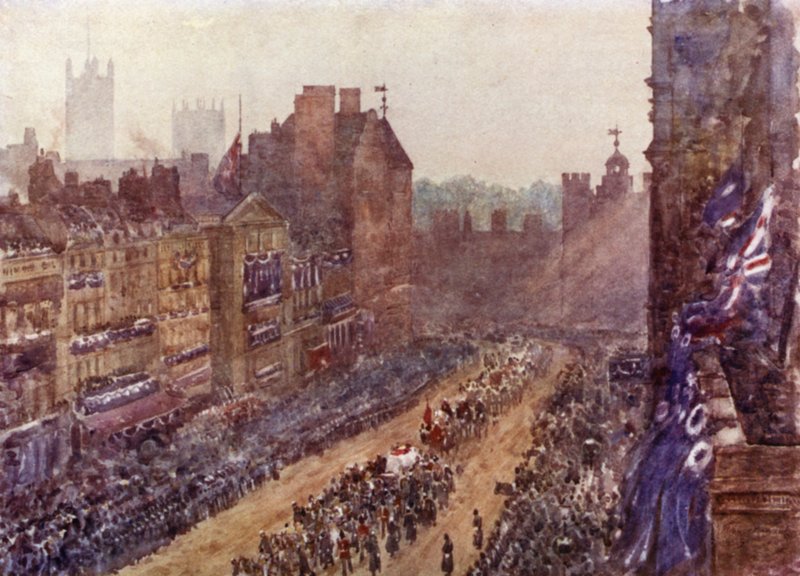 Funérailles de la reine Victoria, 2 février 1901 (lithographie en couleur) - Herbert Menzies (after) Marshall