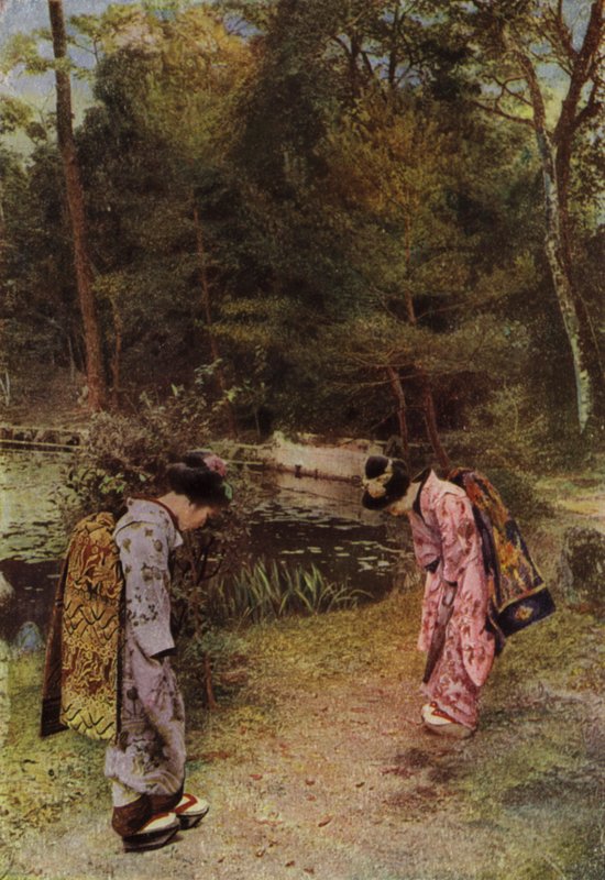 Salutations dans le vieux jardin de Kinkakuji - Herbert Ponting