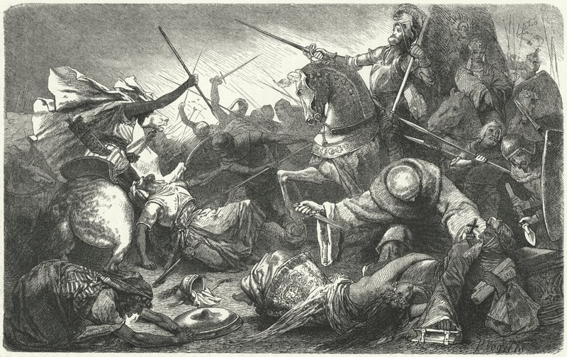 Chrétiens combattant les Almohades à la bataille de Las Navas de Tolosa, Espagne, 1212 - Hermann Vogel