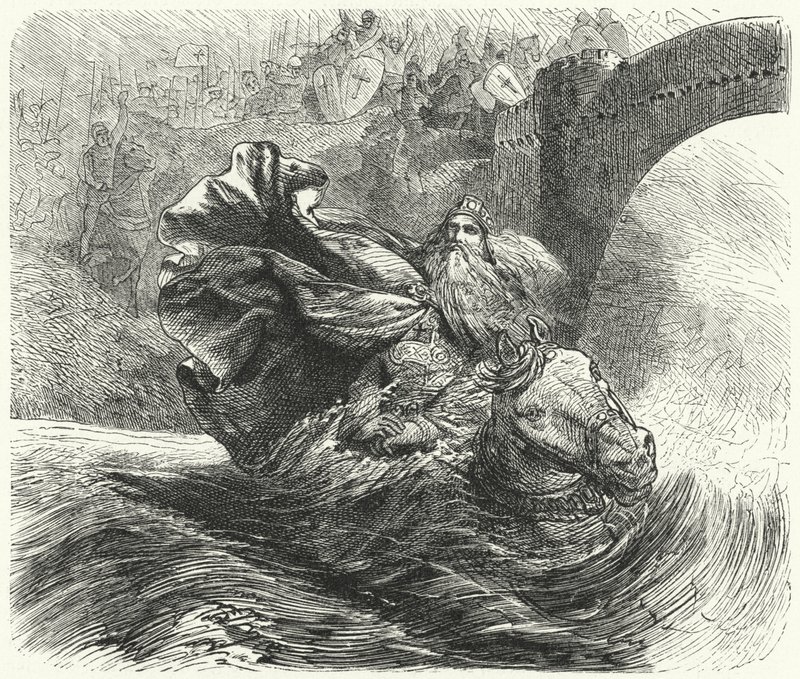 Frédéric Barberousse se noyant dans la rivière Saleph lors de la troisième croisade, 1190 - Hermann Vogel