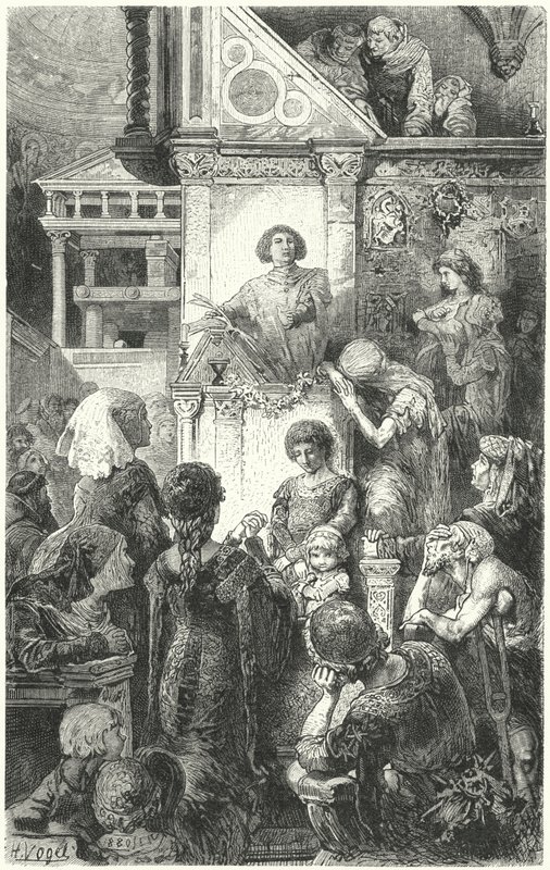Giovanni Boccaccio récitant la Divine Comédie de Dante au peuple de Florence, 14e siècle - Hermann Vogel