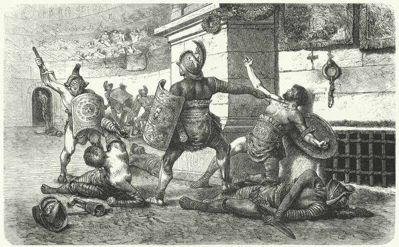 Gladiateurs combattant dans l