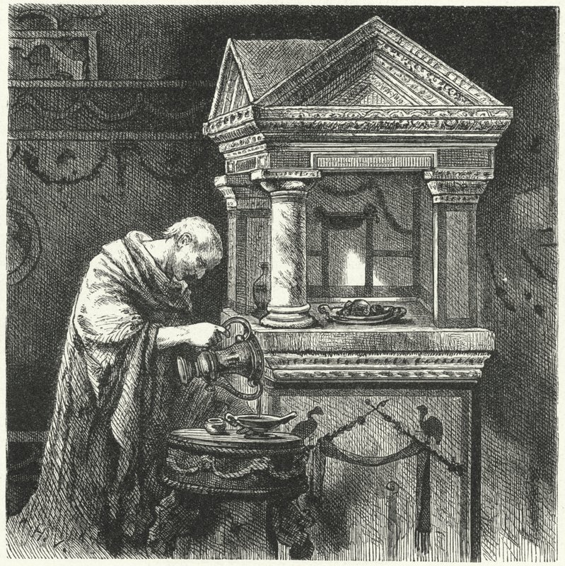 Offrandes dans un temple de la Rome antique - Hermann Vogel