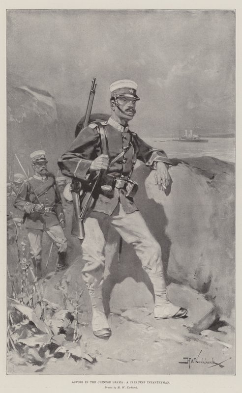 Acteurs dans le drame chinois, un fantassin japonais - Hermanus Willem Koekkoek