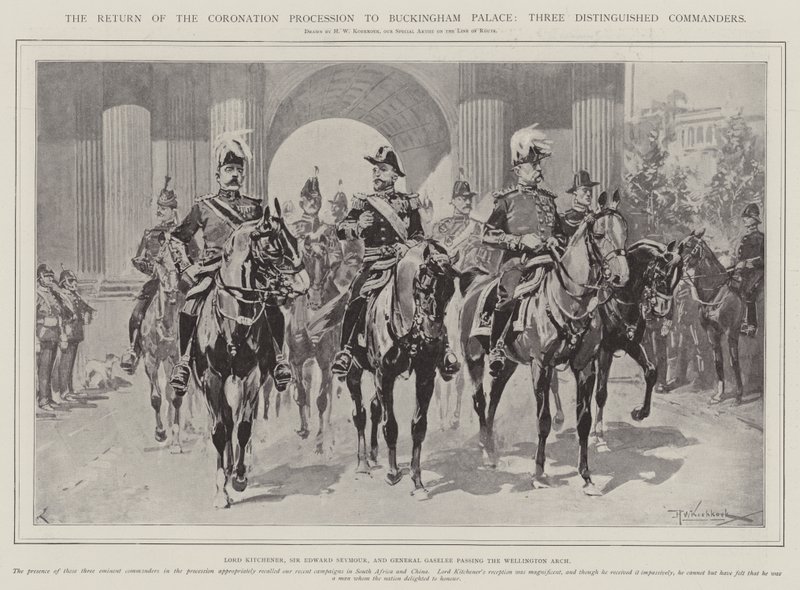 Le Retour du Cortège de Couronnement au Palais de Buckingham, Trois Commandants Distingués - Hermanus Willem Koekkoek