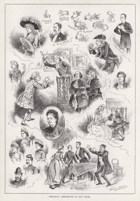 Représentation théâtrale par des sourds-muets (gravure) - Horace Morehen