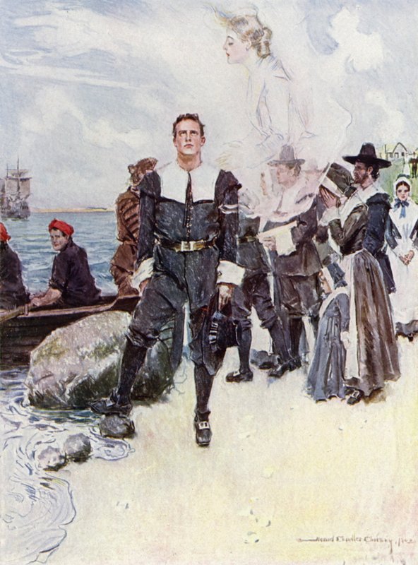 Illustration pour The Courtship of Miles Standish par Henry Wadsworth Longfellow - Howard Chandler (after) Christy