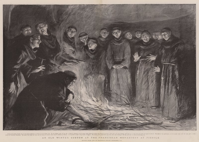 Une vieille coutume hivernale au monastère franciscain de Fiesole - Hubert von Herkomer