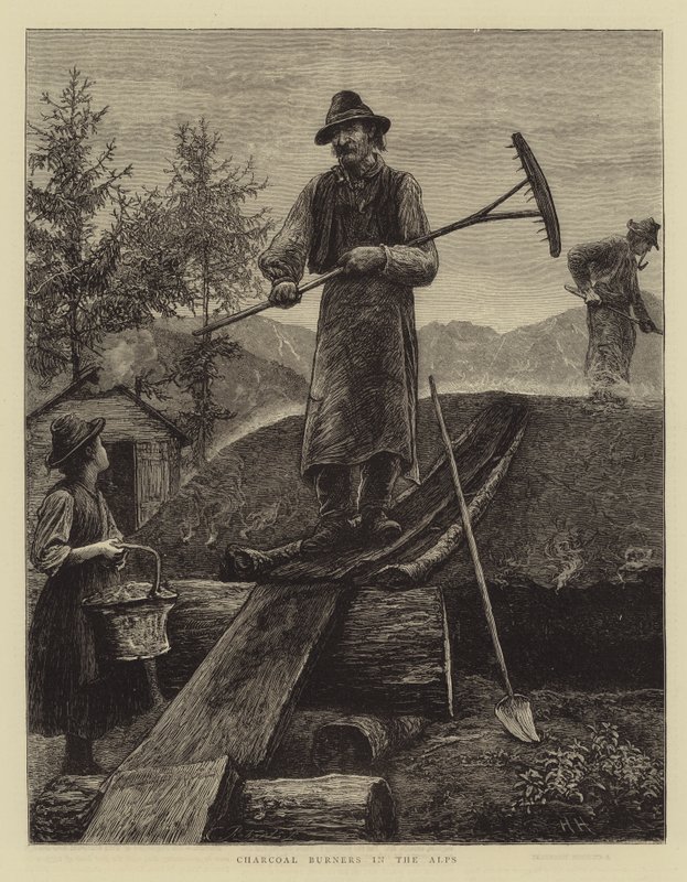Charbonniers dans les Alpes - Hubert von Herkomer