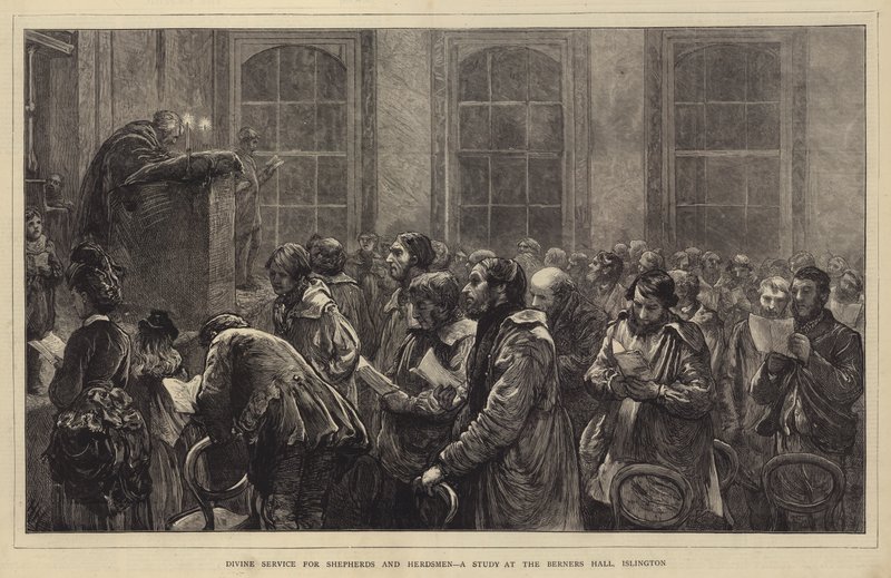 Service Divin pour Bergers et Bouviers, une Étude à Berners Hall, Islington - Hubert von Herkomer