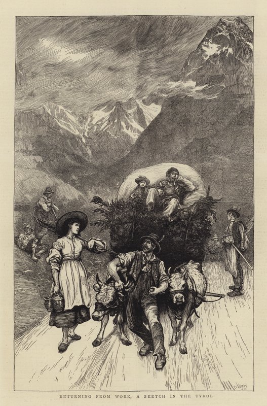 Retour du travail, une esquisse au Tyrol - Hubert von Herkomer