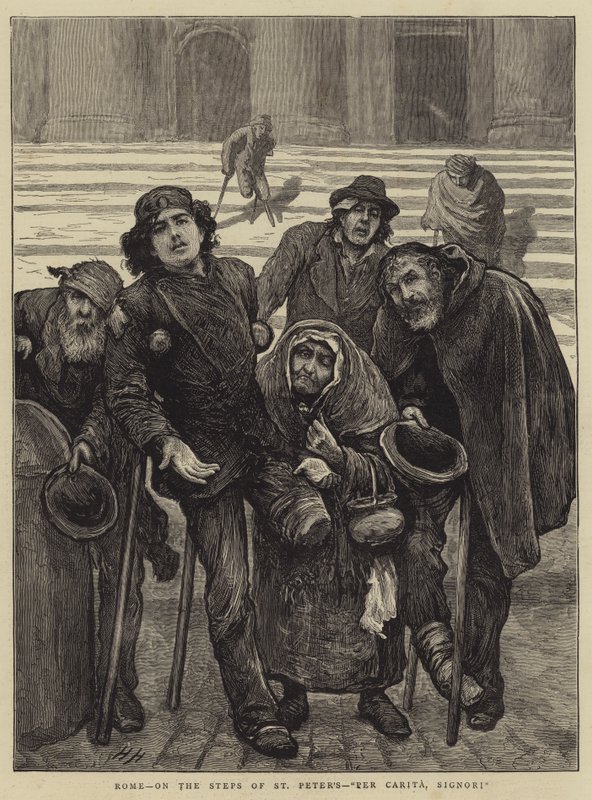 Rome, sur les marches de Saint-Pierre, Per Carita, Signori - Hubert von Herkomer